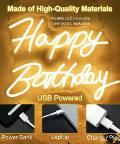 Alternative view of Happy Birthday LED Neon Sign
